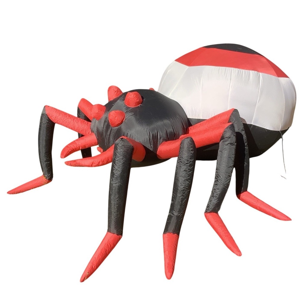 Halloween Black Widow‎ Spider LED Swirl Light Inflatable Polyester Black Red 8ft